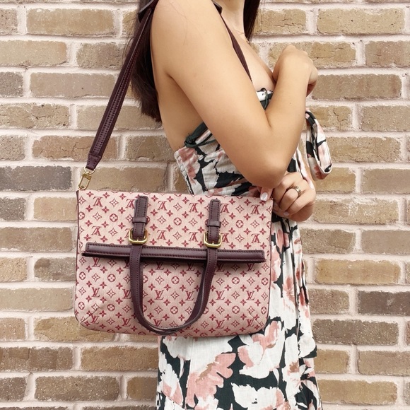 Authentic✅ Louis Vuitton Monigram Canvas Fold Over Shoulder Bag Tote Pink - Picture 2 of 11